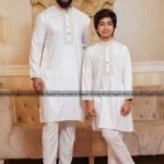 Father & Son Luxury Embroidery Panjabi – White